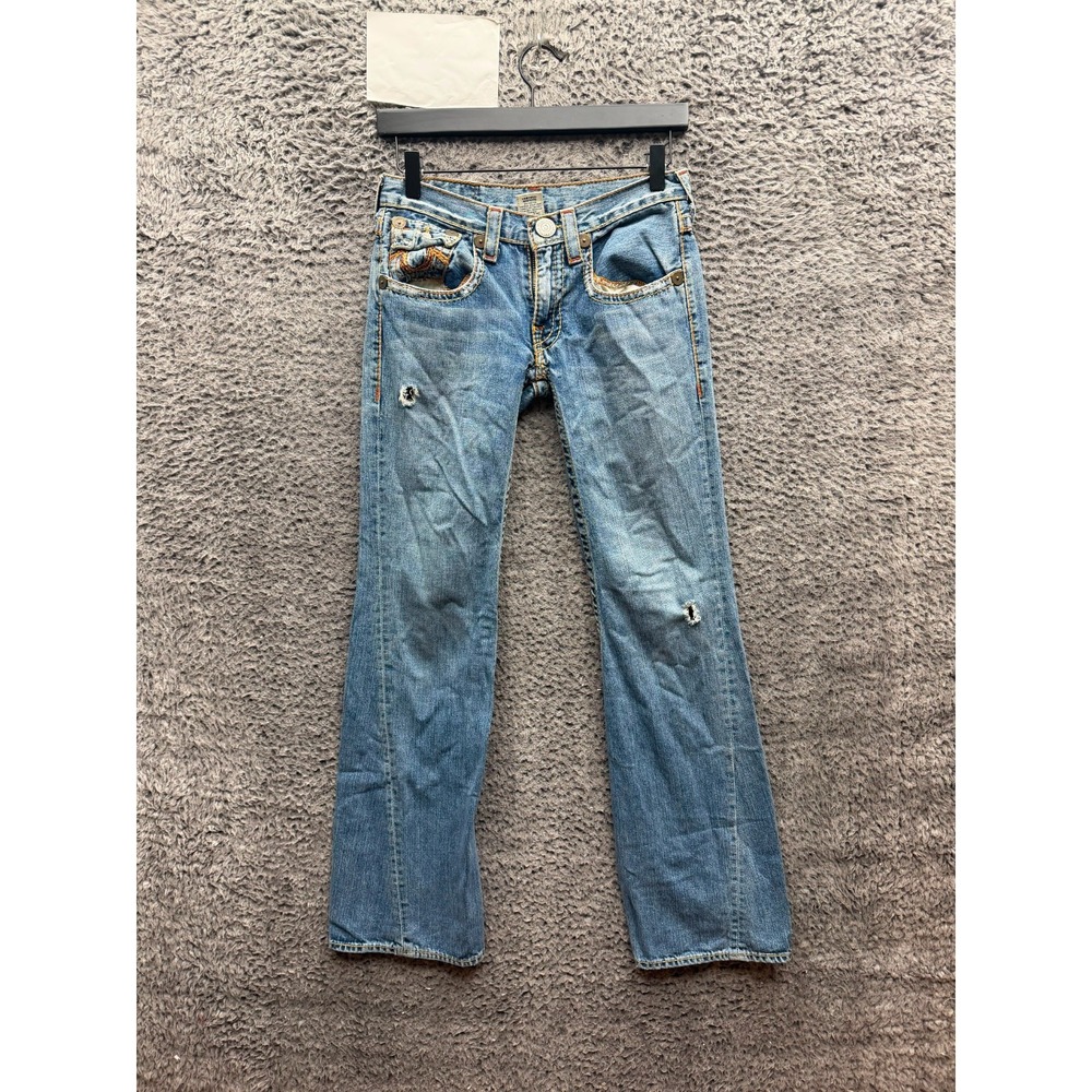 Vintage Y2k True Religion Joey Flare Denim Jeans Blue Medium Wash Womens Size 14